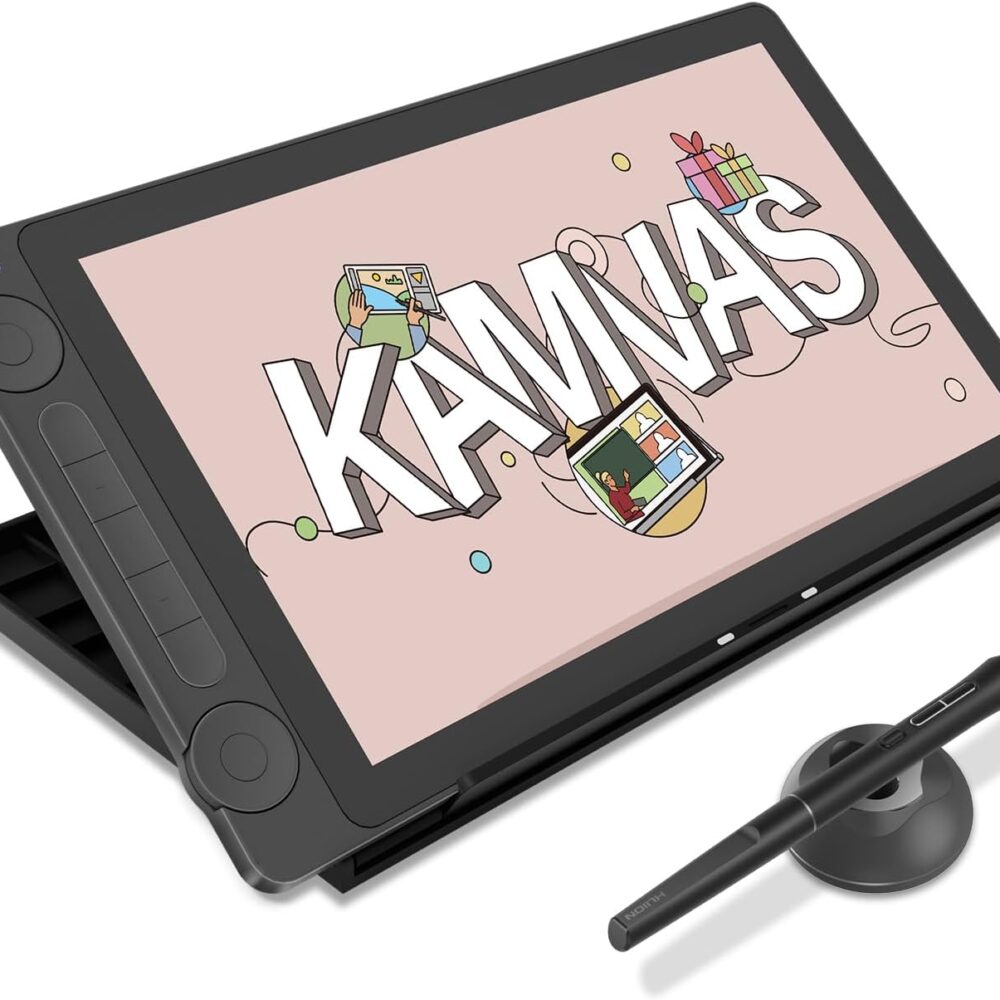 HUION Kamvas 13 (Gen 3) Drawing Tablet with Screen, Dual Dial, 13.3", Black | Full Lamination, Canvas Glass 2.0, 99% sRGB, PenTech 4.0 16384 Levels, Works with PC, Mac and Android, With Stand