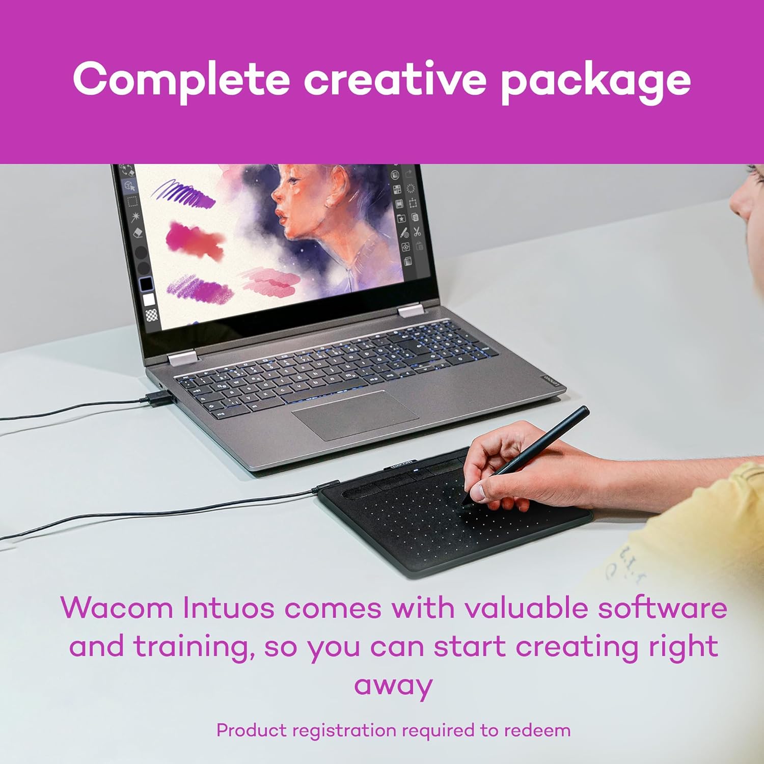 Wacom Intuos Small, Wired Graphic Drawing Tablet with Pen + Software | Battery-free pen, 4 ExpressKeys for shortcuts, works with Mac, Windows & Chromebook; Ideal for creators, students & teachers - Image 7